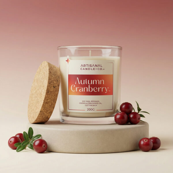 Autumn Cranberry – Luxury Scented Candle | Soy Wax | Warm Spiced Berry Fragrance