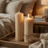 Set of 2 Cathedral Ridge – Sculpted Fluted Pillar Candle