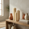 Set of 3_1 Cathedral Ridge – Sculpted Fluted Pillar Candle