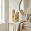 set of 3_3 Cathedral Ridge – Sculpted Fluted Pillar Candle