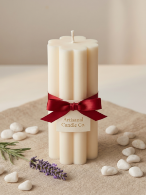 Petal Sculpt Candle – Handcrafted Soy Wax Floral Pillar