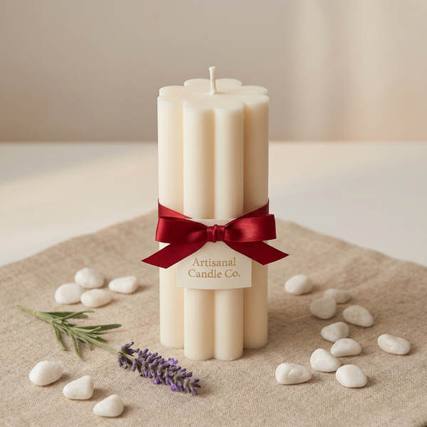 Petal Sculpt Candle – Handcrafted Soy Wax Floral Pillar