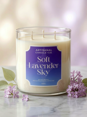 Soft Lavender Sky 2 Lavender Sky – Triple Wick Luxury Scented Candle (510g)