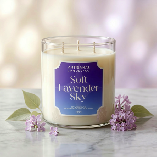 Soft Lavender Sky 2 Lavender Sky – Triple Wick Luxury Scented Candle (510g)